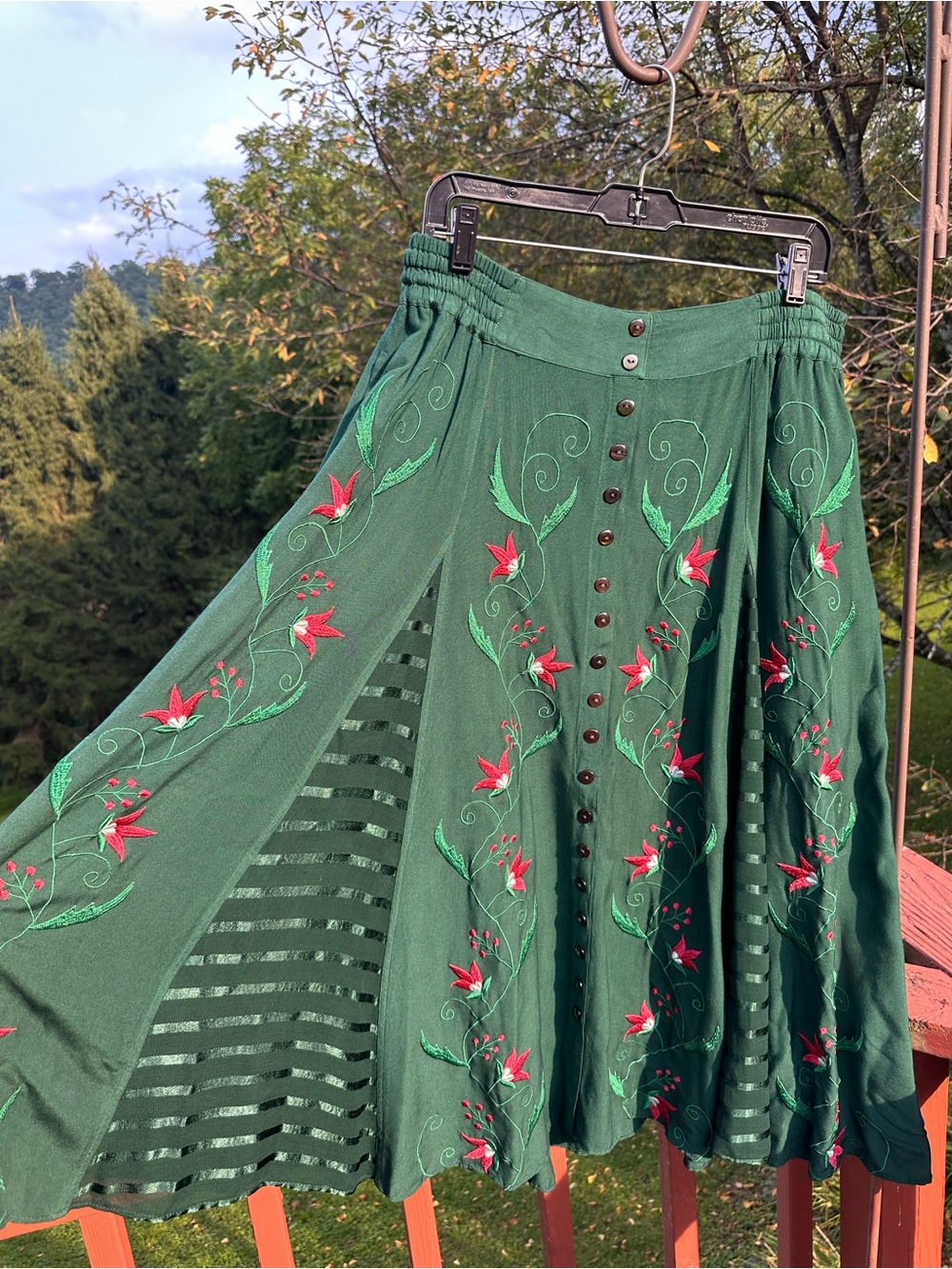 HolyClothing Annika Floral Embroidered Maxi Skirt Bohemian Renaissance